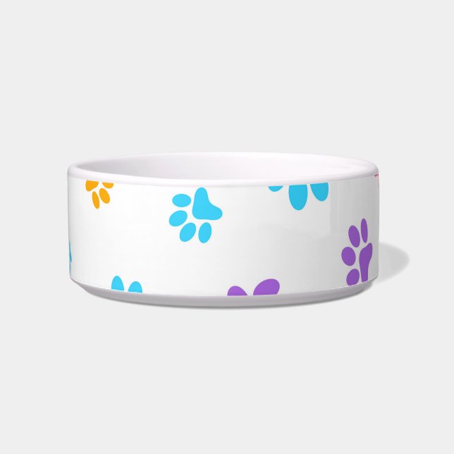 Tigela para Pet com Pegada de Pata Média (Frente)