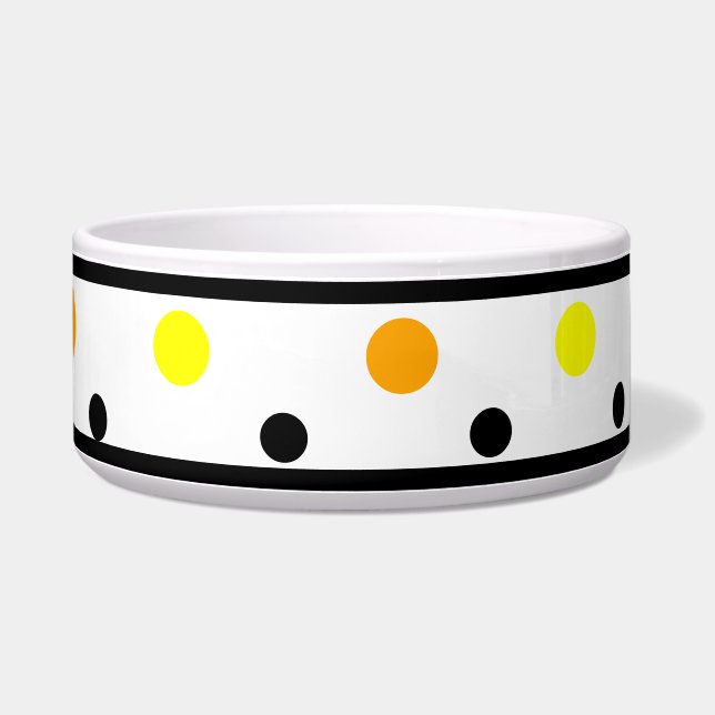 Tigela para Pet com Pontos Orange Amarelo Preto (Direita)