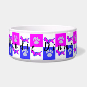 Tigela para Pet Dandie Dinmont Dog & Paw Rosa Quen
