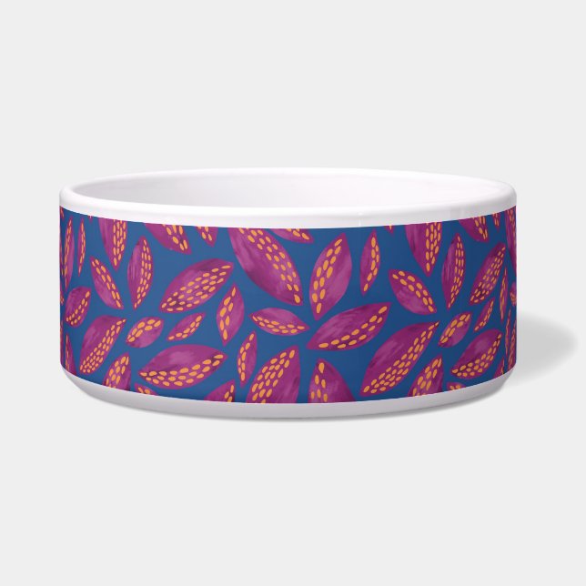 Tigela para pet folhas de outono roxo azul (Frente)