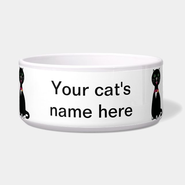 Tigela para pet gato preto e branco fofinho (Frente)