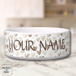 Tigela para Pet Padrão Coração Neutro Estilo Shabb