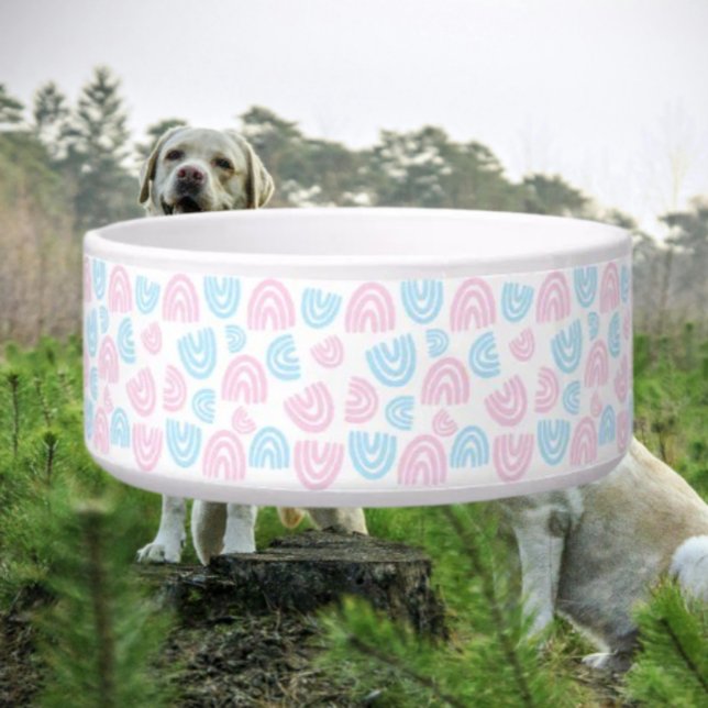 Tigela para Pet Pastel Arco-íris Orgulho Trans (Criador carregado)