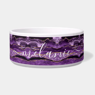 Tigela para Pet Personalizada com Nome Ágata Roxo