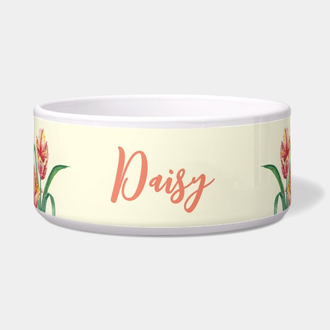 Tigela Para Pet Watercolor - Pintura Amarela De Papagaios (Frente)