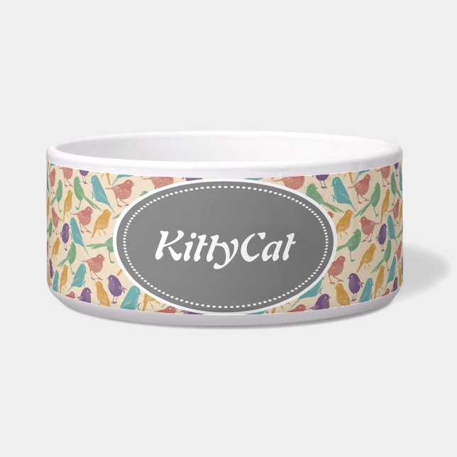 Tigela Pássaro Colorido Design Pet Comida Bowl (Frente)