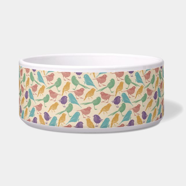 Tigela Pássaro Colorido Design Pet Comida Bowl (Frente)