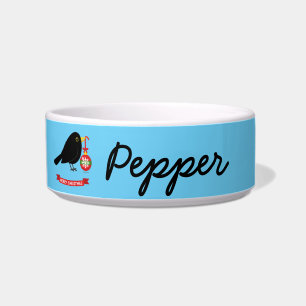 Tigela Pássaro Negro Bonito Com Nome Personalizado De Bol