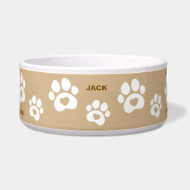 Tigela Pata de Cachorro Marrom com Duas Pontas Personaliz