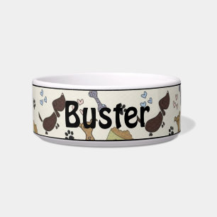 Tigela Patas-Cães e Corações Pet Bowl Personalizado