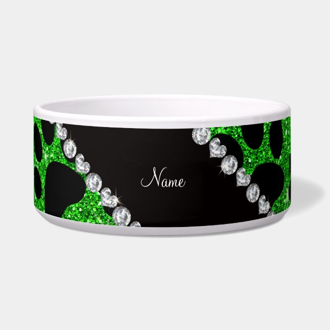 Tigela Patas conhecidas feitas sob encomenda do cão preto (Frente)