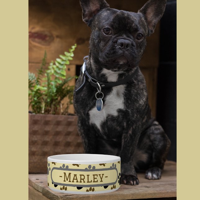 Tigela Patas de animais de estimação Elegante (Elegant Dog pet paws cream customized pet bowl)