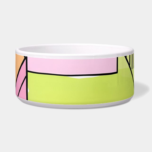 Tigela Patchwork Abstrato Rosa e Verde-Limão (Frente)
