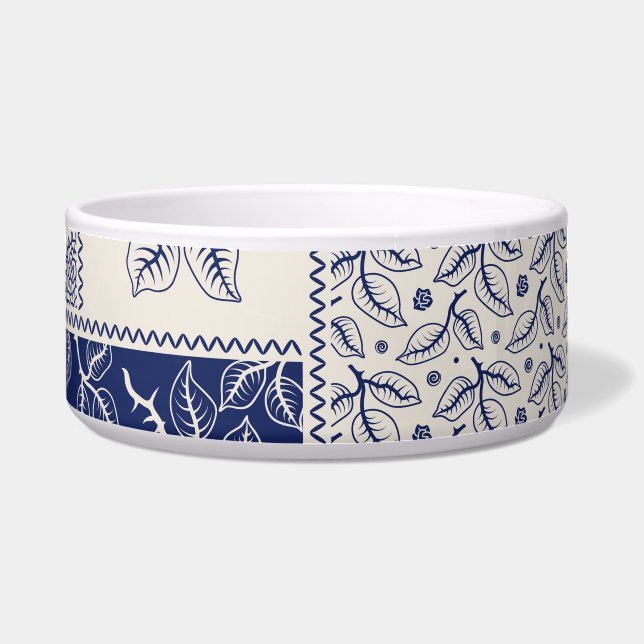 Tigela Patchwork Floral do Indigo Blue Beige (Frente)