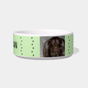 Tigela Paw imprime com foto e nome verdes de Pet