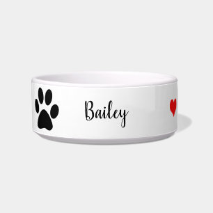 Tigela Paw Imprime Monogramas de Cute Vermelho Branco Pre
