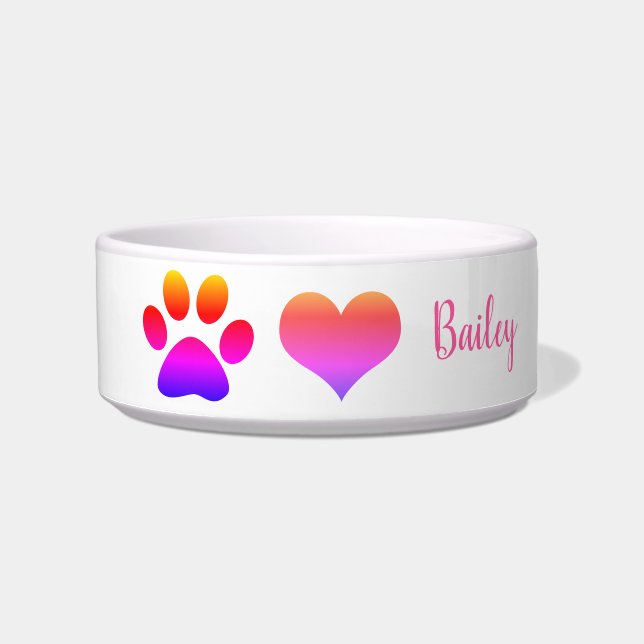 Tigela Paw Imprime um Presente de Monogramas Personalizad (Frente)