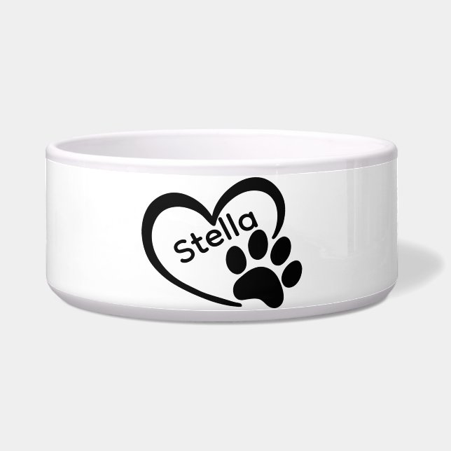Tigela Paw Print Ceramic Personalized Dog Food (Frente)
