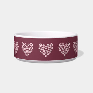 Tigela Pawprint Hearts Cerâmica Pet Bowl