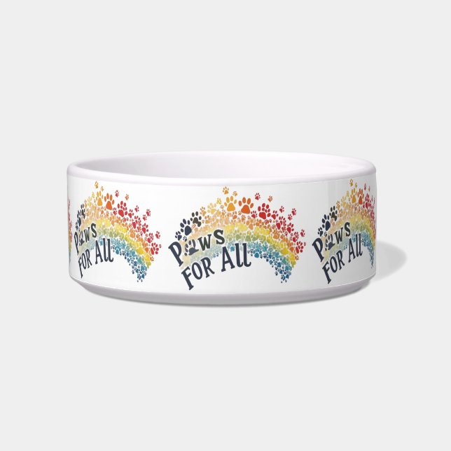 Tigela Paws for All - Rainbow Paw Print Unity (Peças para (Frente)