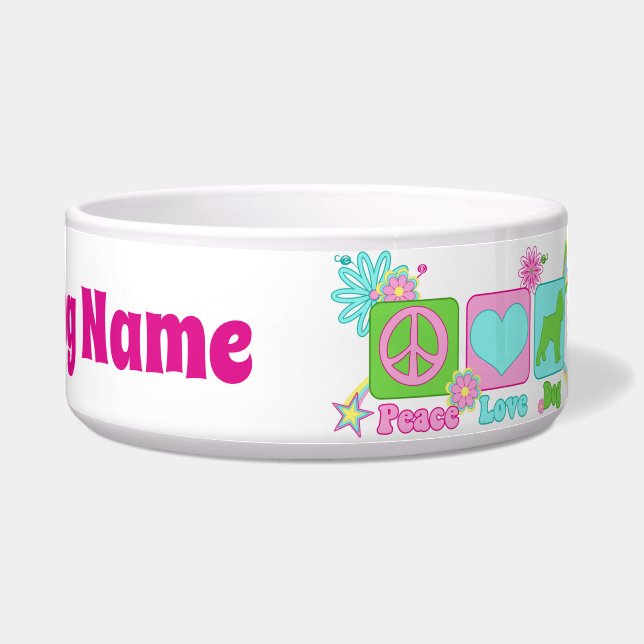 Tigela Paz, amor, Bruxelas Griffon (Frente)