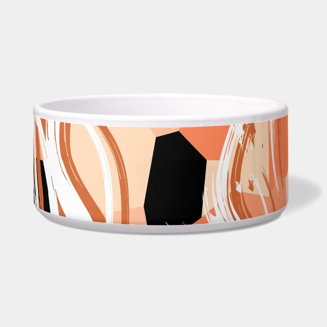 Tigela Peach Black White Abstrato Pattern. (Frente)