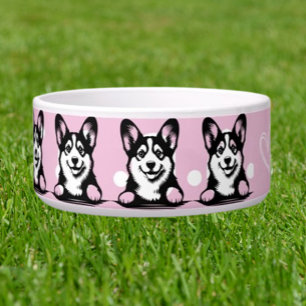 Tigela Peeking Corgi Personalizar tema rosa