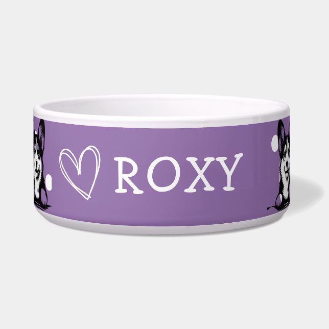 Tigela Peeking Corgi Personalizar tema Roxo (Frente)