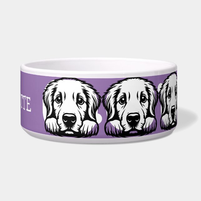 Tigela Peeking Labrador Personalizar tema Roxo (Direita)