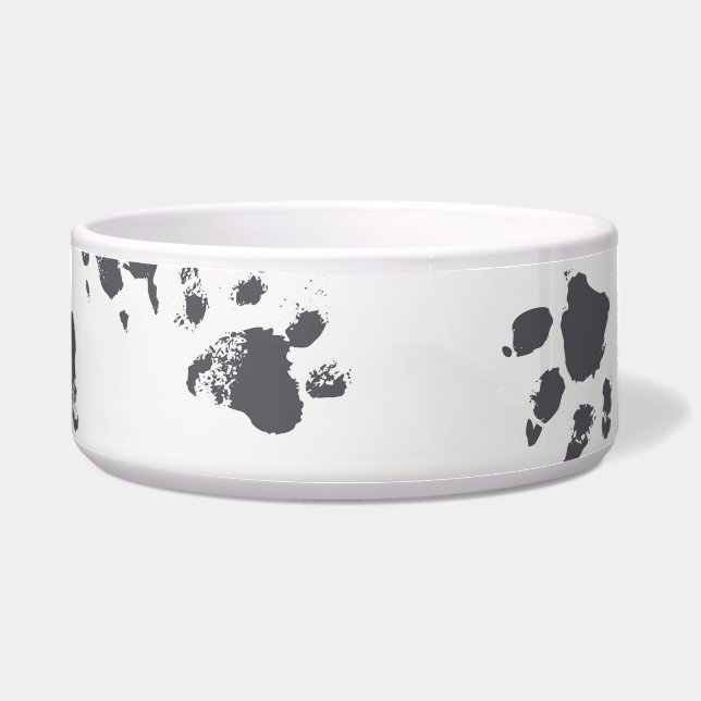 Tigela Pegadas De Pata: Cachorro Monocromo Sem Costura. (Frente)