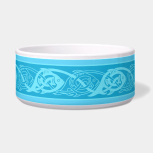 Tigela Peixes de Knotwork Celta em Blue Cerâmica Pet Bowl