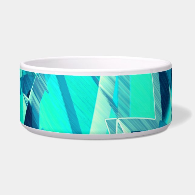 Tigela Percursos cianos com garoa sobre fundo aquamarino (Esquerda)