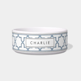 Tigela Personalizada Azul Poeira e Branco com Estr