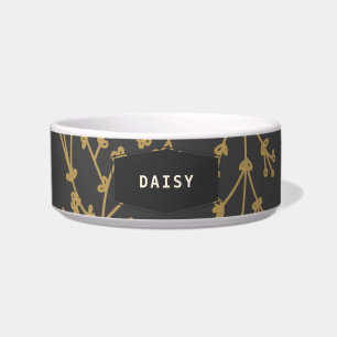 Tigela Personalizada Chic Preto Botânico para Pet