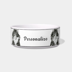 Tigela Personalizada com Gato Preto e Branco Atitu