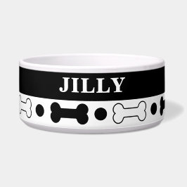Tigela Personalizada Osso de Cachorro Preto e Bran