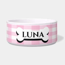 Tigela personalizada para cachorro listrada rosa b