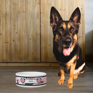 Tigela Personalizada Rosa Abstrata para Cachorro c