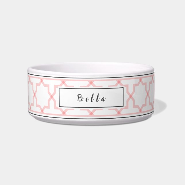 Tigela Personalizada Rosa e Branco com Estrelas (Frente)