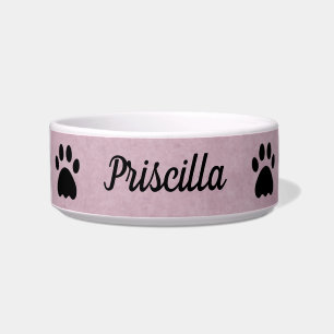 Tigela Personalizado com Nome Rosa com patas