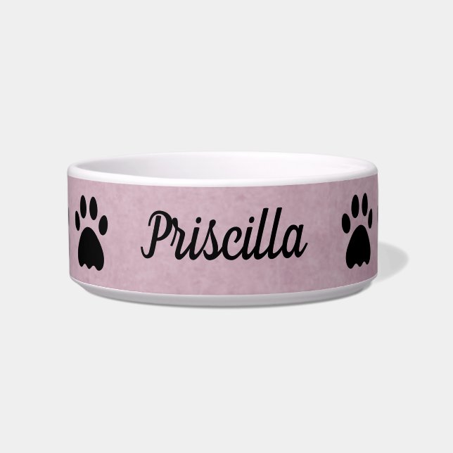 Tigela Personalizado com Nome | Rosa com patas (Frente)