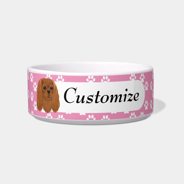 Tigela Personalizado Ruby Cavalier King Charles Spaniel   (Frente)