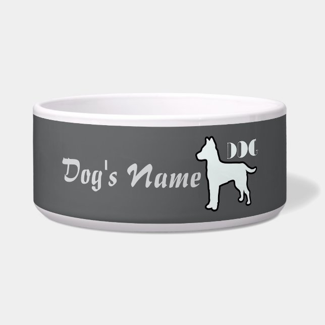 Tigela Personalizar logotipo DOG Cinza Dk Cachorro Grande (Frente)