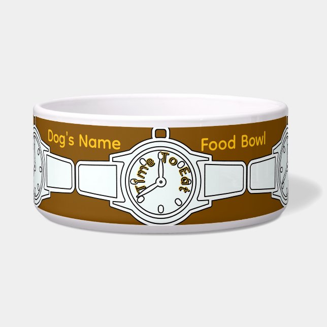 Tigela Personalizar Nome do Cachorro Hora de Comer Comida (Frente)