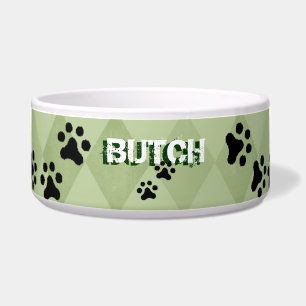 Tigela PERSONALIZE a bacia do Pawprints do seu cão (o
