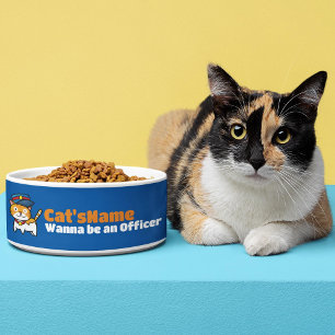 Tigela Personalize Cat's wanna be an Officer