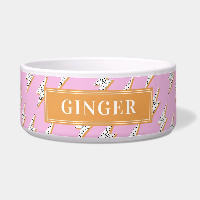 Tigela Personalize o seu nome de cão - Trovão de relâmpag (Frente)