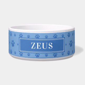 Tigela Personalize seu nome de cão Blue Paws Cerâmica Pet