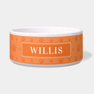 Tigela Personalize seu nome de cão Laranja Pinças Cerâmic