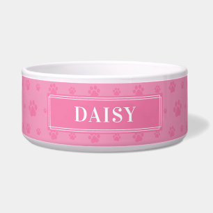 Tigela Personalize seu nome de cão Pata Rosa Bebê Pobra B